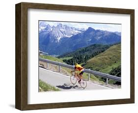 Cyclist Riding Over Sella Pass, 2244M, Dolomites, Alto Adige, Italy-Richard Nebesky-Framed Photographic Print