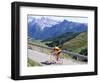 Cyclist Riding Over Sella Pass, 2244M, Dolomites, Alto Adige, Italy-Richard Nebesky-Framed Photographic Print