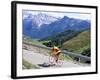 Cyclist Riding Over Sella Pass, 2244M, Dolomites, Alto Adige, Italy-Richard Nebesky-Framed Photographic Print