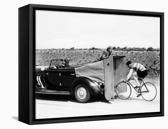 Cyclist Training Behind an Auburn Car, C1935-null-Framed Stretched Canvas