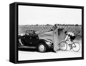 Cyclist Training Behind an Auburn Car, C1935-null-Framed Stretched Canvas