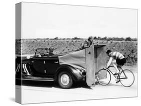 Cyclist Training Behind an Auburn Car, C1935-null-Stretched Canvas