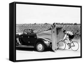 Cyclist Training Behind an Auburn Car, C1935-null-Framed Stretched Canvas