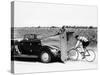 Cyclist Training Behind an Auburn Car, C1935-null-Stretched Canvas