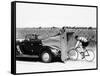 Cyclist Training Behind an Auburn Car, C1935-null-Framed Stretched Canvas