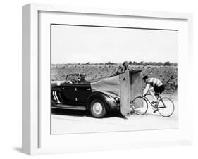 Cyclist Training Behind an Auburn Car, C1935-null-Framed Photographic Print