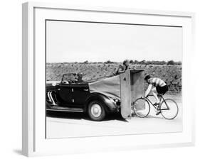 Cyclist Training Behind an Auburn Car, C1935-null-Framed Photographic Print