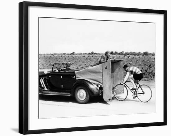 Cyclist Training Behind an Auburn Car, C1935-null-Framed Photographic Print