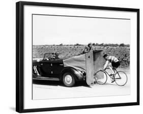 Cyclist Training Behind an Auburn Car, C1935-null-Framed Photographic Print