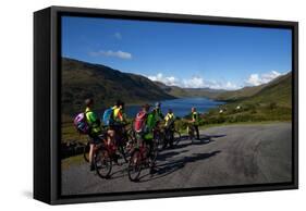 Cyclists Above Lough Nafooey, Shot from the County Mayo Side of the Border-null-Framed Stretched Canvas