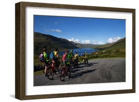 Cyclists Above Lough Nafooey, Shot from the County Mayo Side of the Border-null-Framed Photographic Print