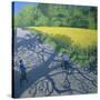 Cyclists and Yellow Field, Kedleston, Derby-Andrew Macara-Stretched Canvas