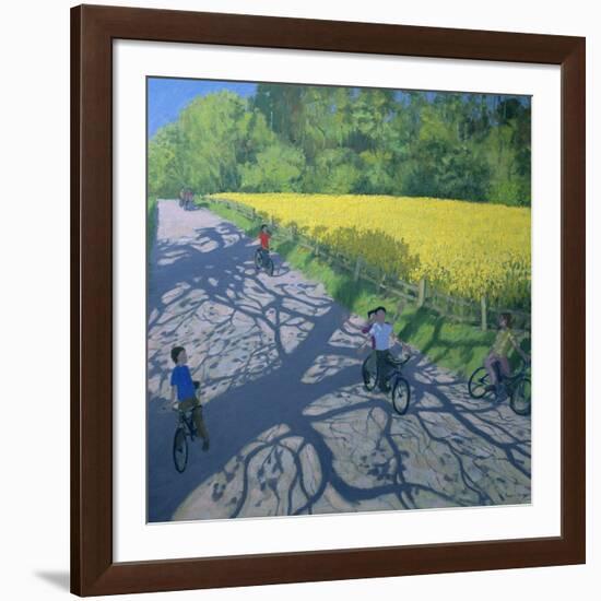 Cyclists and Yellow Field, Kedleston, Derby-Andrew Macara-Framed Giclee Print