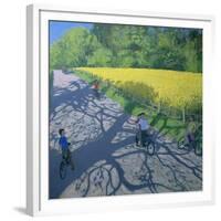 Cyclists and Yellow Field, Kedleston, Derby-Andrew Macara-Framed Giclee Print