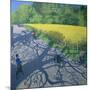 Cyclists and Yellow Field, Kedleston, Derby-Andrew Macara-Mounted Giclee Print