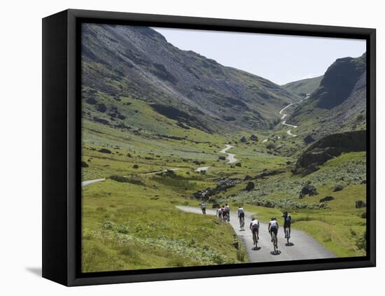 Cyclists Ascending Honister Pass, Lake District National Park, Cumbria, England, UK, Europe-James Emmerson-Framed Stretched Canvas