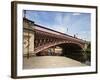 Cyclists by the River Aire at Crown Point Bridge, Leeds, West Yorkshire, Yorkshire, England, UK-Mark Sunderland-Framed Photographic Print