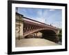 Cyclists by the River Aire at Crown Point Bridge, Leeds, West Yorkshire, Yorkshire, England, UK-Mark Sunderland-Framed Photographic Print