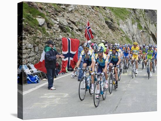 Cyclists Including Lance Armstrong and Yellow Jersey Alberto Contador in the Tour De France 2009-Christian Kober-Stretched Canvas