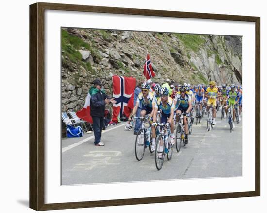 Cyclists Including Lance Armstrong and Yellow Jersey Alberto Contador in the Tour De France 2009-Christian Kober-Framed Photographic Print