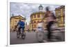 Cyclists Passing the Sheldonian Theatre, Oxford, Oxfordshire, England, United Kingdom, Europe-John Alexander-Framed Photographic Print