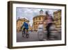 Cyclists Passing the Sheldonian Theatre, Oxford, Oxfordshire, England, United Kingdom, Europe-John Alexander-Framed Photographic Print