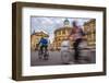 Cyclists Passing the Sheldonian Theatre, Oxford, Oxfordshire, England, United Kingdom, Europe-John Alexander-Framed Photographic Print