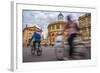 Cyclists Passing the Sheldonian Theatre, Oxford, Oxfordshire, England, United Kingdom, Europe-John Alexander-Framed Photographic Print