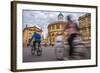 Cyclists Passing the Sheldonian Theatre, Oxford, Oxfordshire, England, United Kingdom, Europe-John Alexander-Framed Photographic Print