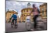 Cyclists Passing the Sheldonian Theatre, Oxford, Oxfordshire, England, United Kingdom, Europe-John Alexander-Mounted Premium Photographic Print