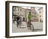 Cyclists Riding Through Namesti in Town of Mikulov, Brnensko Region-Richard Nebesky-Framed Photographic Print