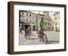 Cyclists Riding Through Namesti in Town of Mikulov, Brnensko Region-Richard Nebesky-Framed Photographic Print