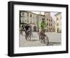 Cyclists Riding Through Namesti in Town of Mikulov, Brnensko Region-Richard Nebesky-Framed Photographic Print