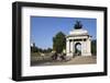 Cyclists under the Wellington Arch, Hyde Park Corner, London, England, United Kingdom, Europe-Stuart Black-Framed Photographic Print