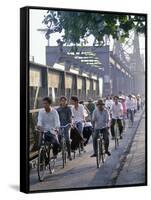 Cyclists, Vietnam, Indochina, Southeast Asia-Tim Hall-Framed Stretched Canvas