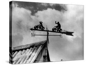 Cyclists Weathervane-null-Stretched Canvas