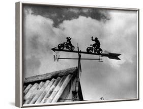 Cyclists Weathervane-null-Framed Photographic Print