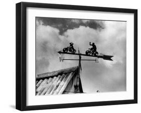 Cyclists Weathervane-null-Framed Photographic Print