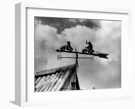 Cyclists Weathervane-null-Framed Photographic Print