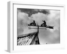 Cyclists Weathervane-null-Framed Photographic Print