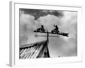 Cyclists Weathervane-null-Framed Photographic Print