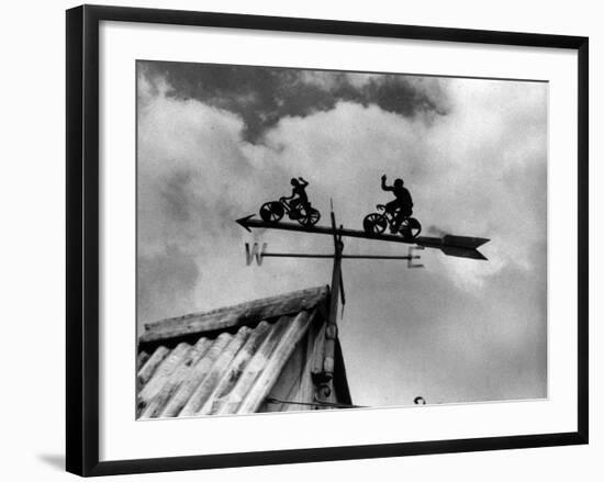 Cyclists Weathervane-null-Framed Photographic Print