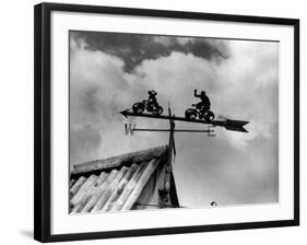 Cyclists Weathervane-null-Framed Photographic Print