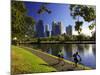 Cyclists, Yarra River and CBD, Melbourne, Victoria, Australia-David Wall-Mounted Photographic Print