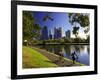 Cyclists, Yarra River and CBD, Melbourne, Victoria, Australia-David Wall-Framed Photographic Print