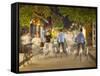 Cyclos and Bicycles on Street at Dusk, Hoi An, Quang Nam, Vietnam, Indochina, Southeast Asia, Asia-Ian Trower-Framed Stretched Canvas