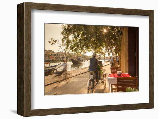 Cyclos Passing Restaurant, Hoi an (Unesco World Heritage Site), Quang Ham, Vietnam-Ian Trower-Framed Photographic Print