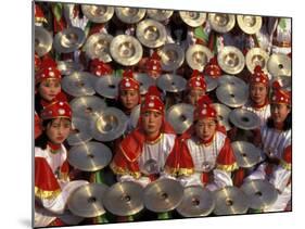 Cymbals Performance at Chinese New Year Celebration, Beijing, China-Keren Su-Mounted Photographic Print