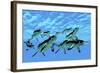 Cymbospondylus Ichthyosaurs Swim Together in a Pod Searching for Prey-Stocktrek Images-Framed Art Print