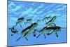 Cymbospondylus Ichthyosaurs Swim Together in a Pod Searching for Prey-Stocktrek Images-Mounted Art Print